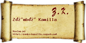Zámbó Kamilla névjegykártya