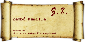 Zámbó Kamilla névjegykártya